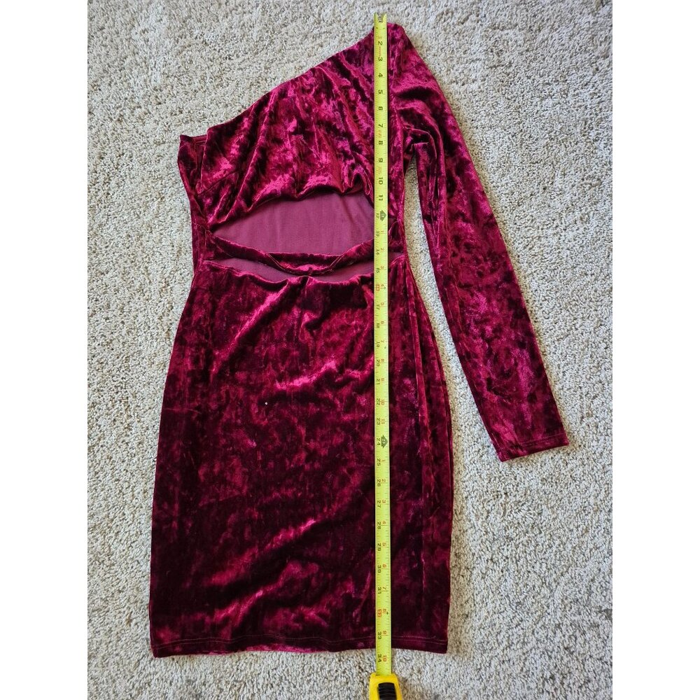 The Vintage Shop Red Velvet Bodycon Long Sleeve Dress Event Hoco Occasion - Picture 3 of 5